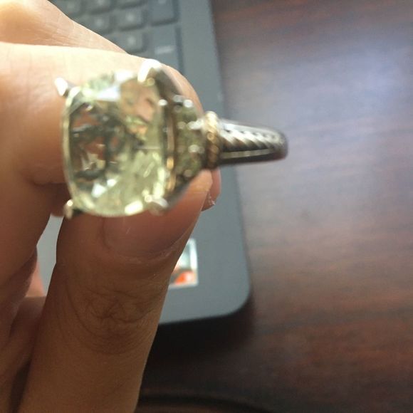 Nicolette Sterling Silver 14K Gold Green Amethyst Ring size 7 - Picture 5 of 8